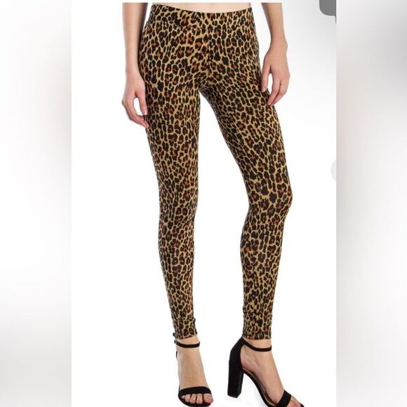 Tipsy Elves Tan & Black Leopard Designed Thin Stretchy Leggings (Size: S) - Picture 1 of 9